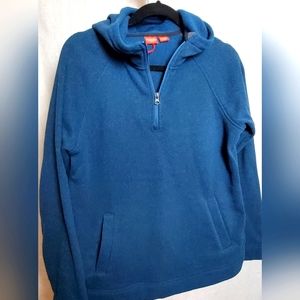 Women's  EMS quarter zip hooded fleece pullover navy/royal Size Large